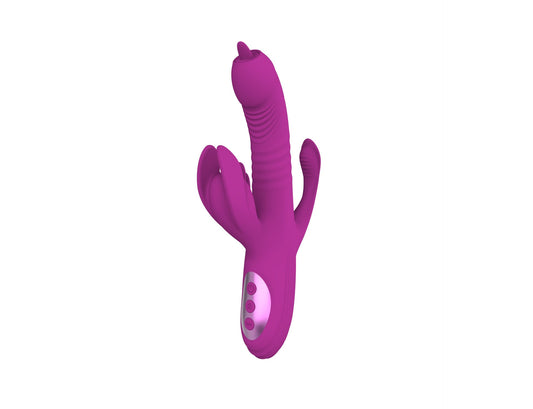 Lurevibe Trident -Vibrador para de lengua oscilante telescópico con calefacción 4 en 1
