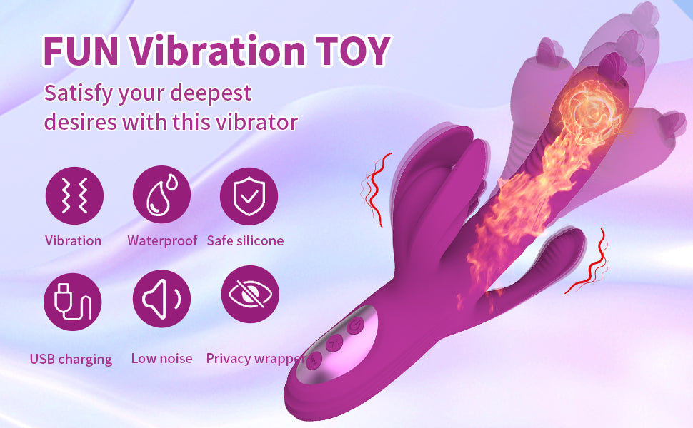 Lurevibe Trident -Vibrador para de lengua oscilante telescópico con calefacción  4 en 1